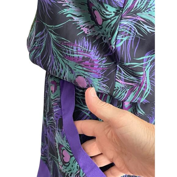 Y2K Mini Dress Small Strapless Beaded Artsy Peacock Forest Fairy Grunge 2010s - Picture 5 of 11